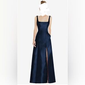 Alfred Sung Midnight Blue Sleeveless Square-Neck
Princess Line Gown with Pockets